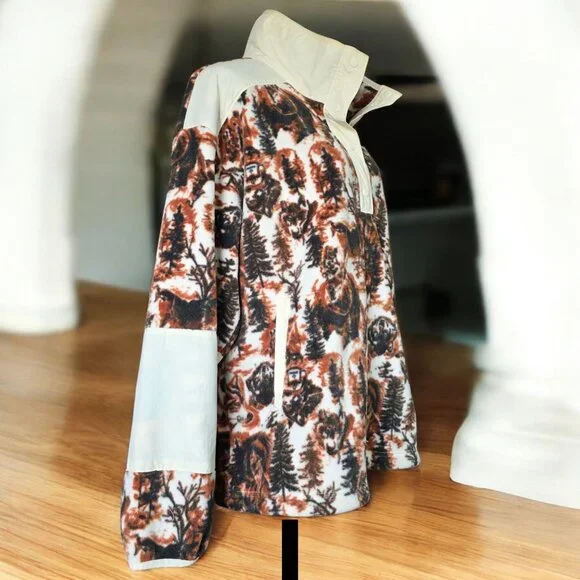 COLUMBIA ( 3X ) BENTON SPRINGS Fleece/Off White Cropped Pullover - Picture 5 of 8